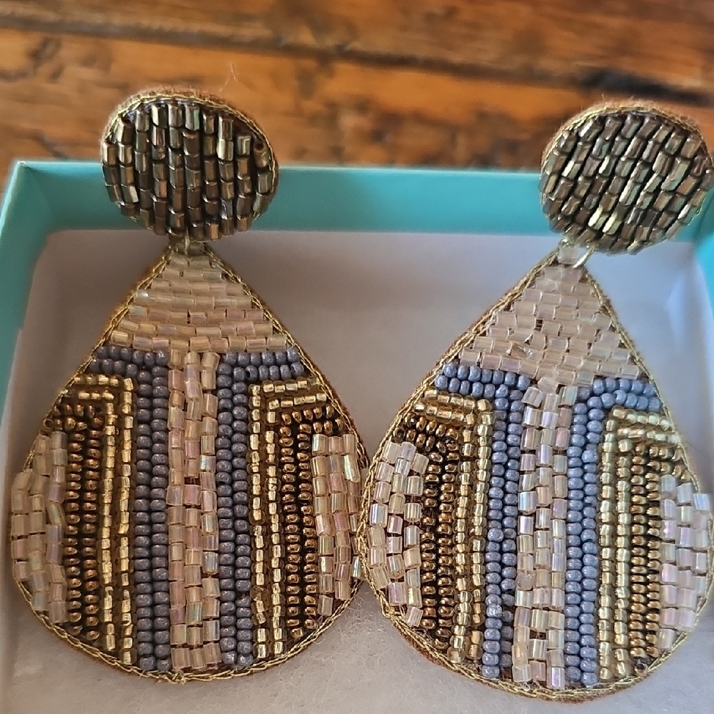 Gold and Silver Beaded Earrings